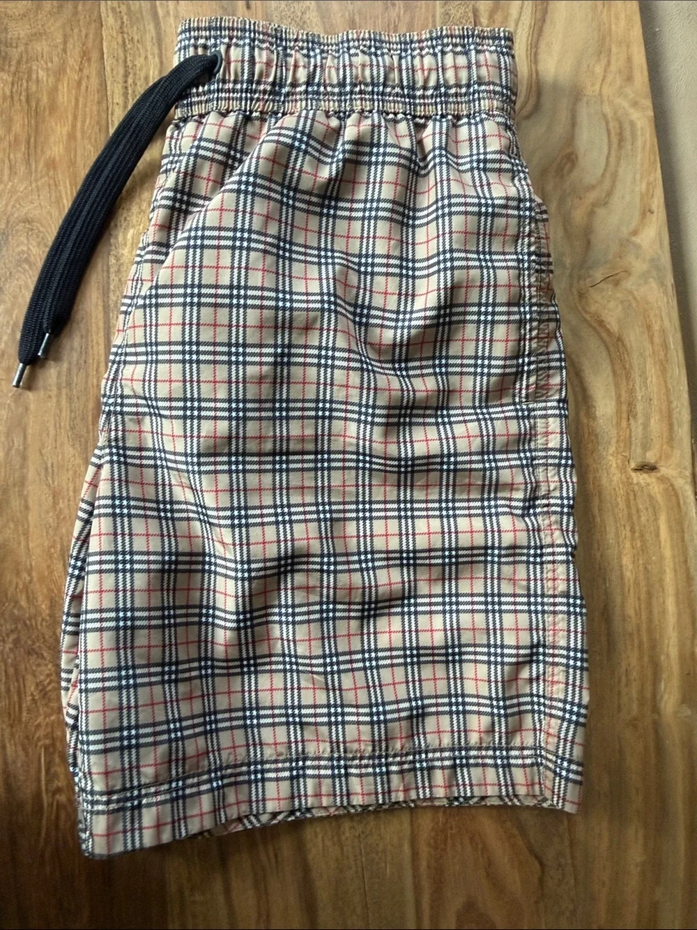 Burberry boys  Plaid Swim Trunks - Black, Beige, Red